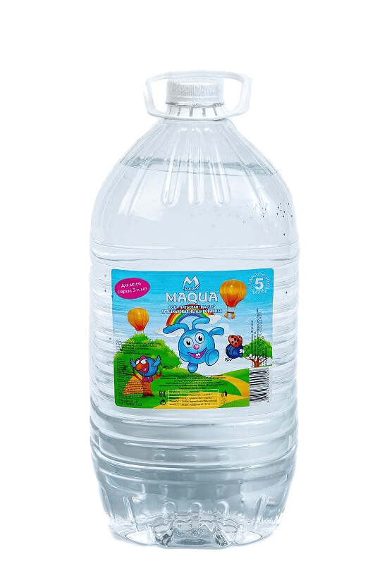 Вода питьевая негазированная "MAQUA" с белым колпачком для детей старше трех лет 5л.