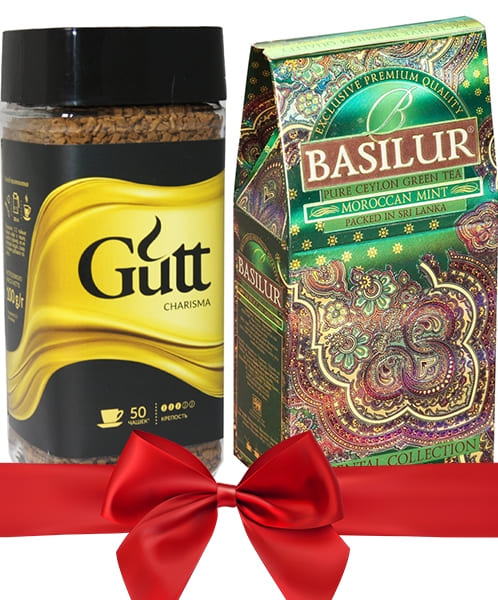 Подарочный набор №3 (Чай "Basilur Moroccan Mint", кофе "Gutt Charisma")